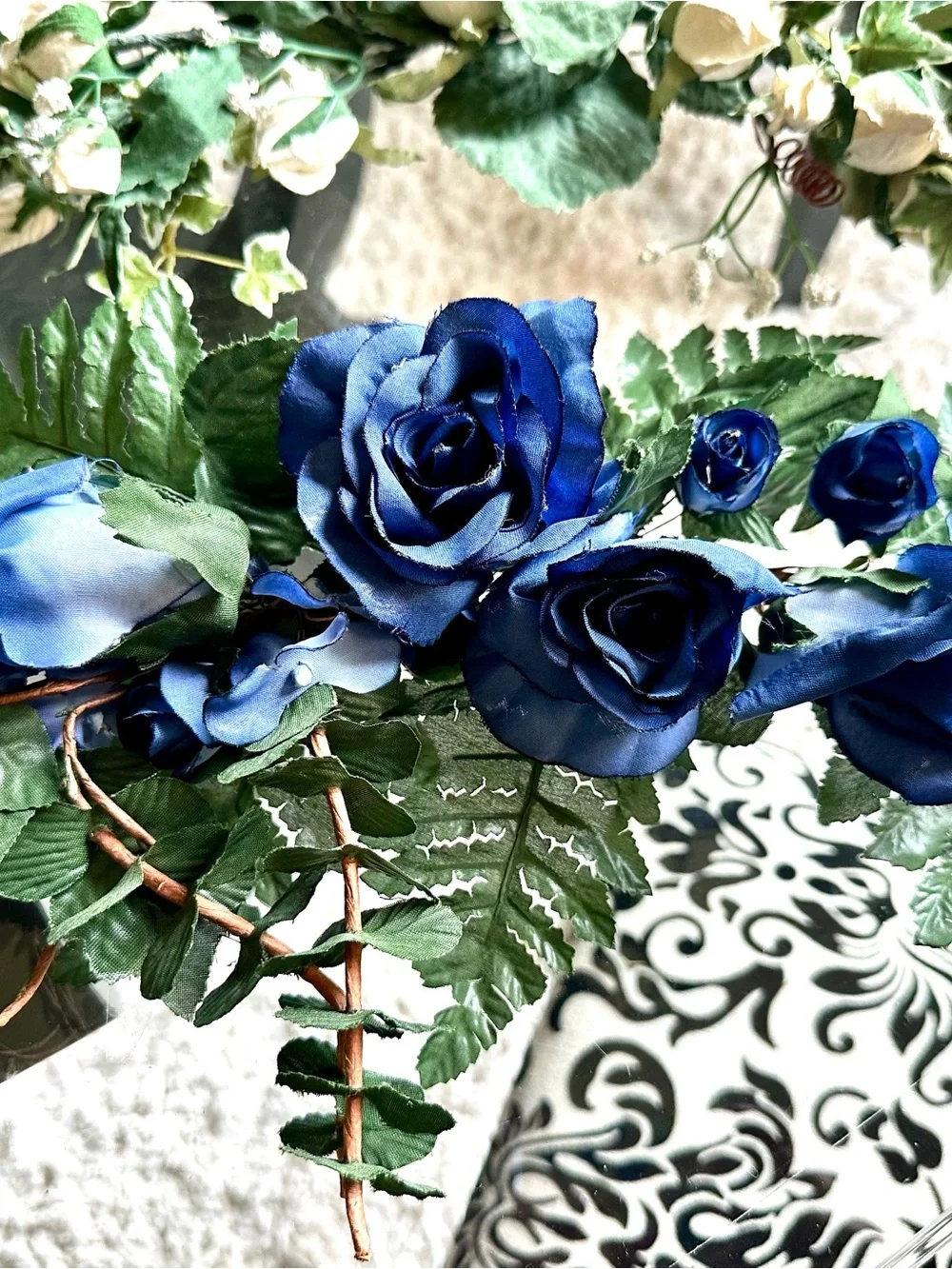 3- Silk Swags 1-Blue 2- pink 3- white Floral Greenery